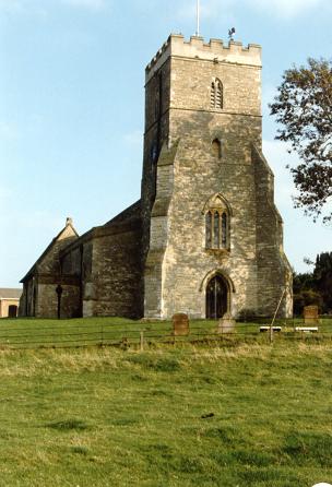 A triple decker bell frame retained from the days when Drayton Parslow had a foundry. The bells are by Gilletts though.
